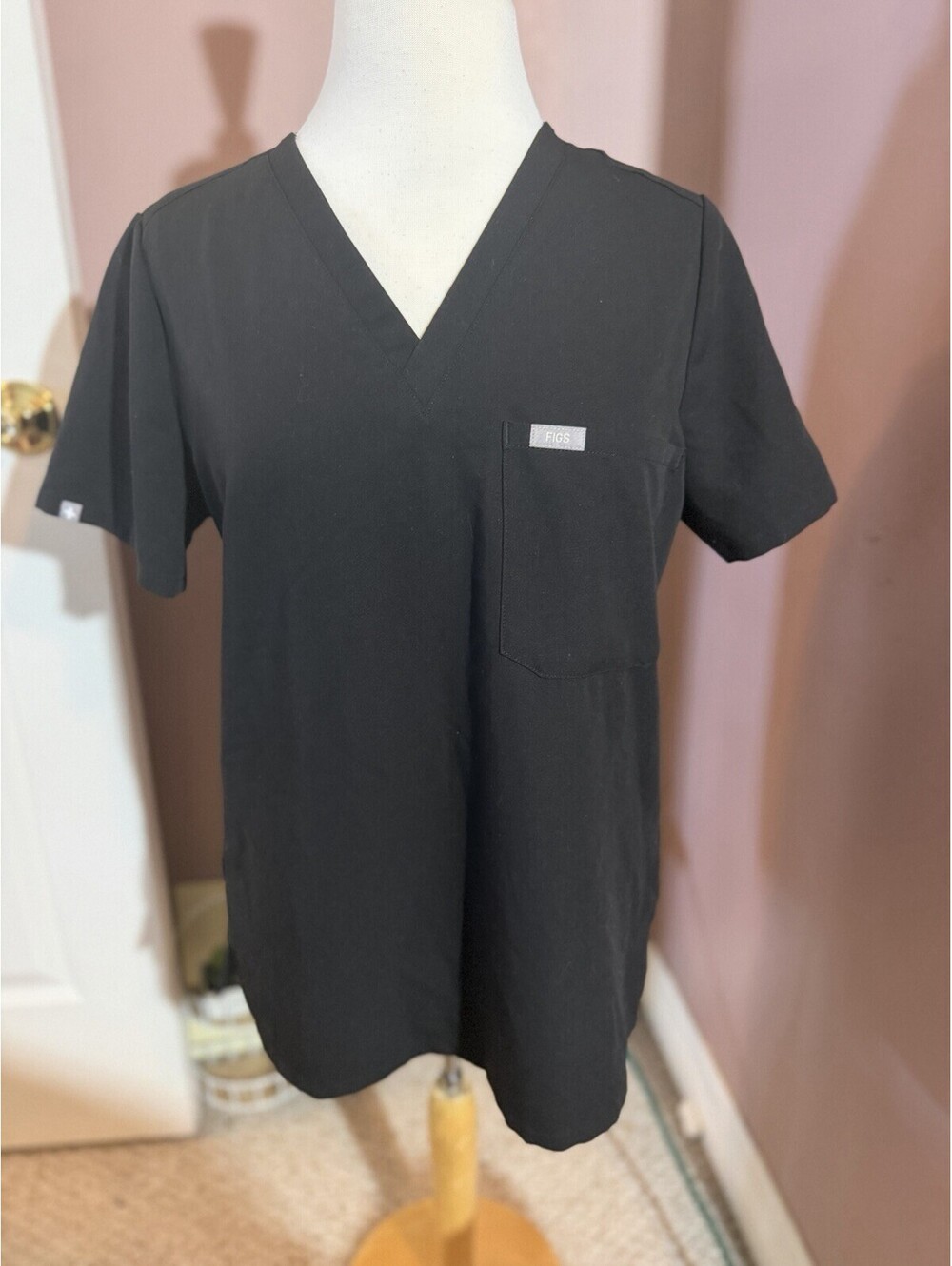 Figs Catarina Scrub Top Womens Size M PO 3642 Black